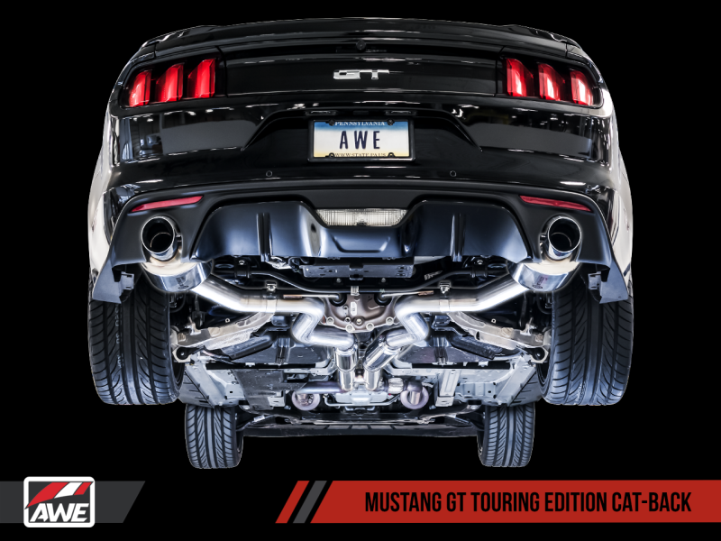 AWE Tuning S550 Mustang GT Cat-back Exhaust - Touring Edition (Diamond Black Tips) - Black Ops Auto Works