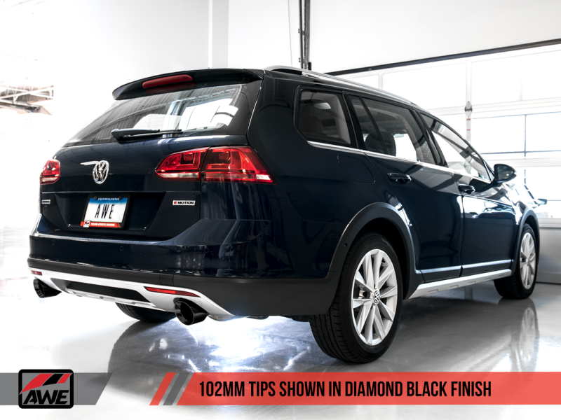 AWE Tuning VW MK7 Golf Alltrack/Sportwagen 4Motion Touring Edition Exhaust - Diamond Black Tips - Black Ops Auto Works