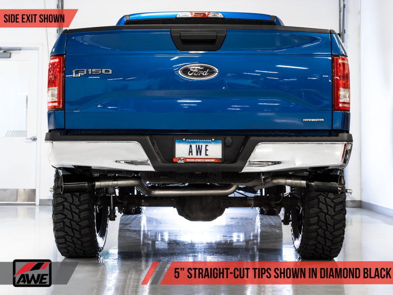 AWE Tuning 2015+ Ford F-150 0FG Dual Exit Performance Exhaust System w/5in Diamond Black Tips - Black Ops Auto Works