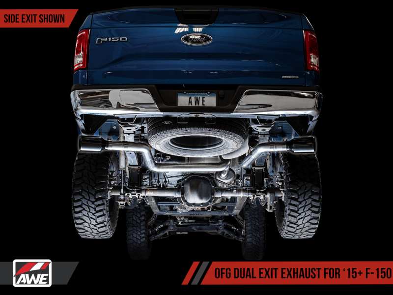 AWE Tuning 2015+ Ford F-150 0FG Dual Exit Performance Exhaust System w/5in Diamond Black Tips - Black Ops Auto Works