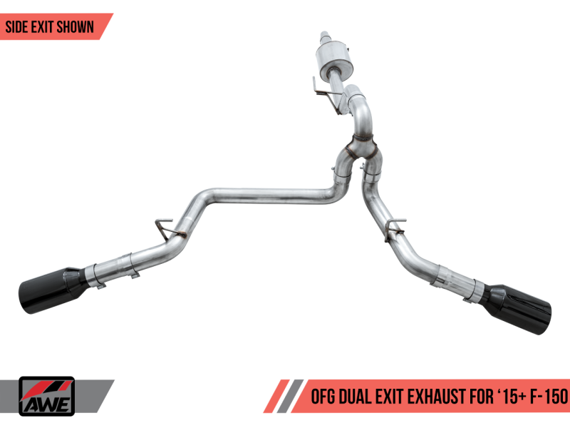 AWE Tuning 2015+ Ford F-150 0FG Dual Exit Performance Exhaust System w/5in Diamond Black Tips - Black Ops Auto Works