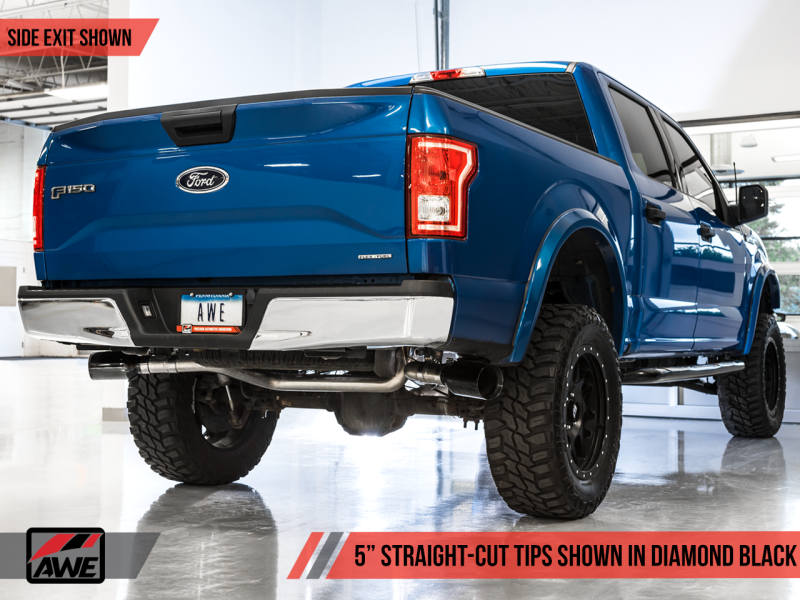 AWE Tuning 2015+ Ford F-150 0FG Dual Exit Performance Exhaust System w/5in Diamond Black Tips - Black Ops Auto Works