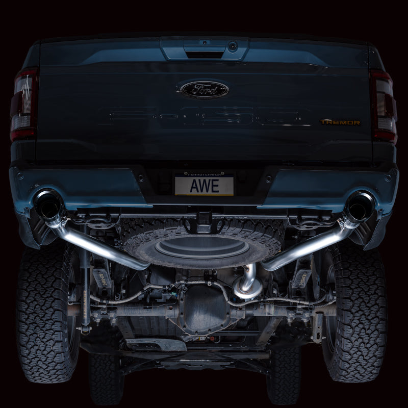 AWE Tuning 2021+ Ford F-150 Tremor (w/ Bumper Cutouts) 0FG Resonated Catback - Diamond Black Tips-Catback-AWE Tuning-810098809924-