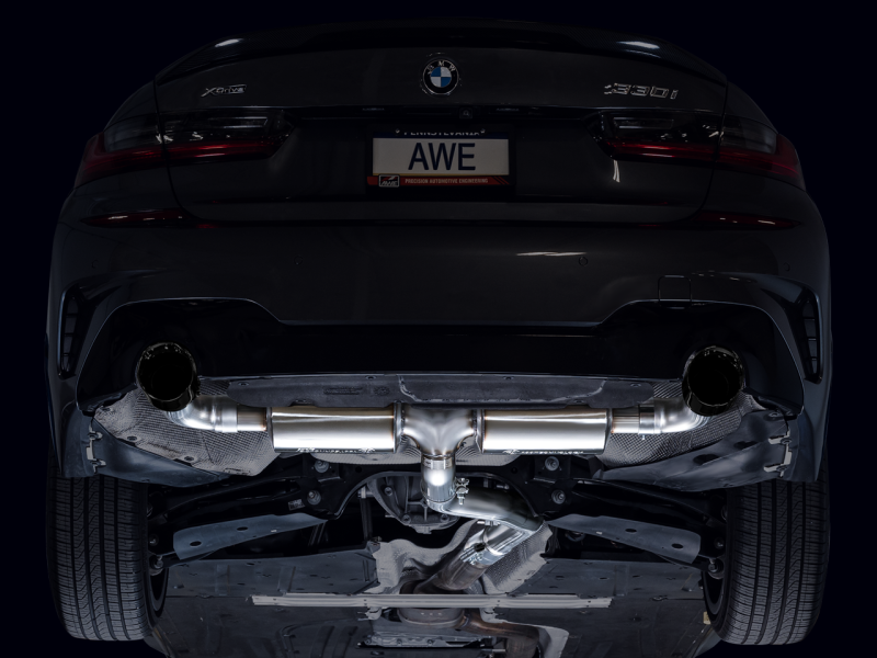 AWE 19-23 BMW 330i / 21-23 BMW 430i Base G2X Touring Axle Back Exhaust - Diamond Black - Black Ops Auto Works
