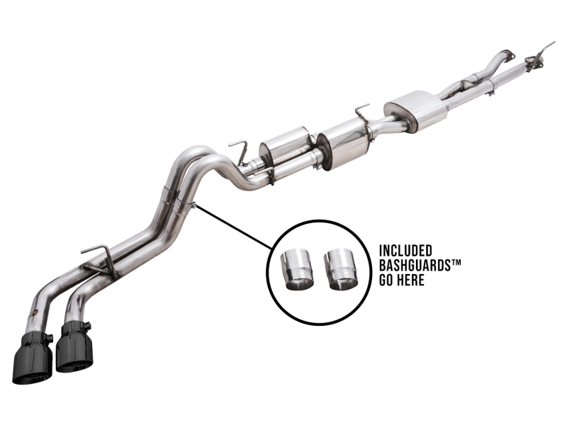 AWE 16-22 Toyota Tacoma 0FG Catback Exhaust w/ BashGuard - Dual Diamond Black Tips - Black Ops Auto Works