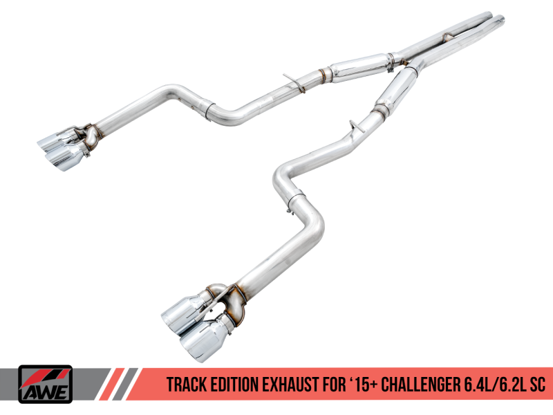 AWE Tuning 2015+ Dodge Challenger 6.4L/6.2L SC Track Edition Exhaust - Quad Chrome Silver Tips - Black Ops Auto Works