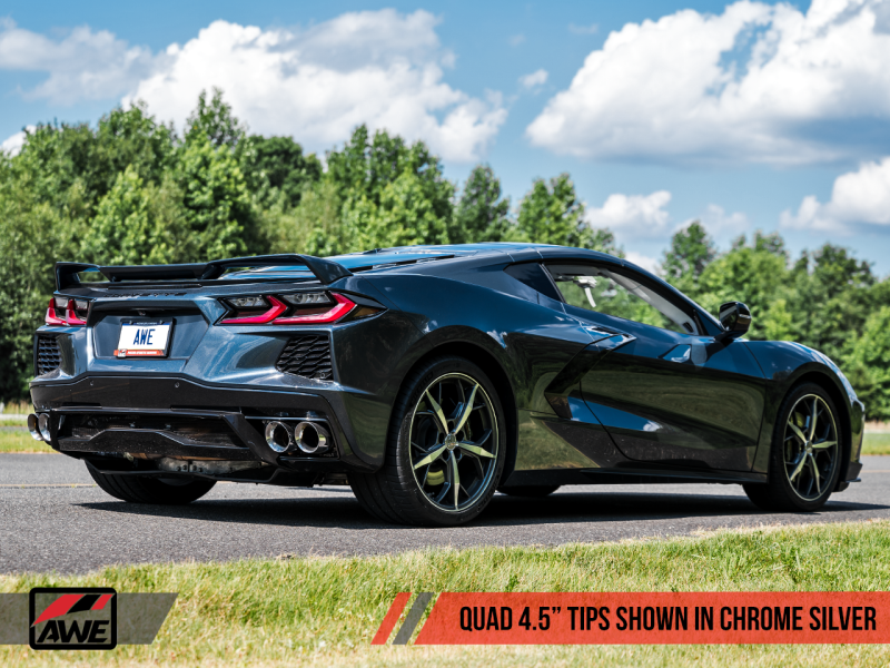 AWE Tuning 2020 Chevrolet Corvette (C8) Touring Edition Exhaust - Quad Chrome Silver Tips - Black Ops Auto Works