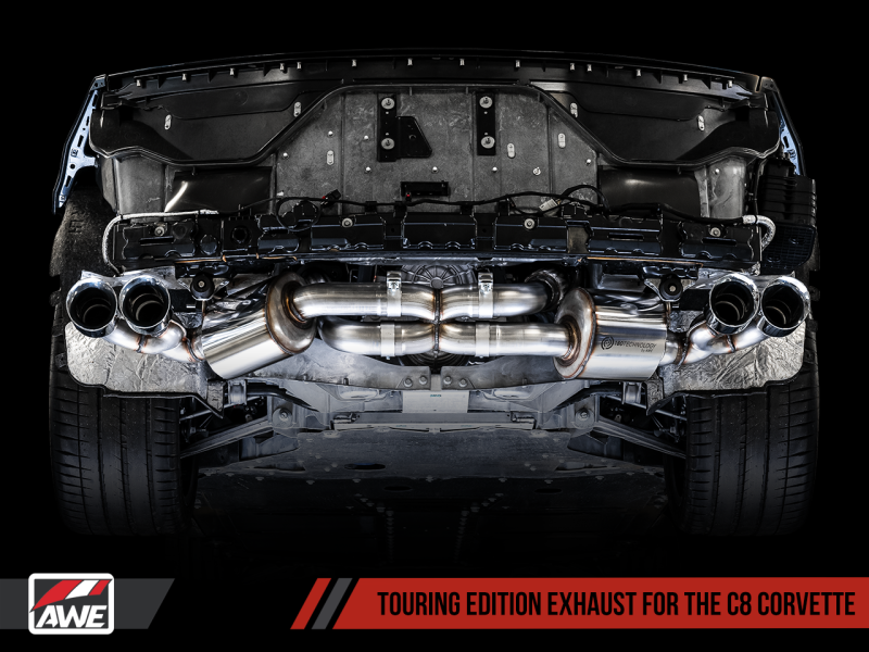 AWE Tuning 2020 Chevrolet Corvette (C8) Touring Edition Exhaust - Quad Chrome Silver Tips - Black Ops Auto Works