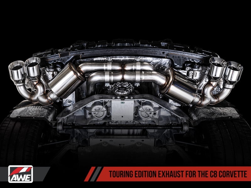 AWE Tuning 2020 Chevrolet Corvette (C8) Touring Edition Exhaust - Quad Chrome Silver Tips - Black Ops Auto Works
