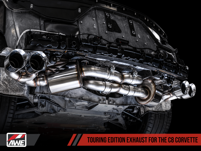 AWE Tuning 2020 Chevrolet Corvette (C8) Touring Edition Exhaust - Quad Chrome Silver Tips - Black Ops Auto Works