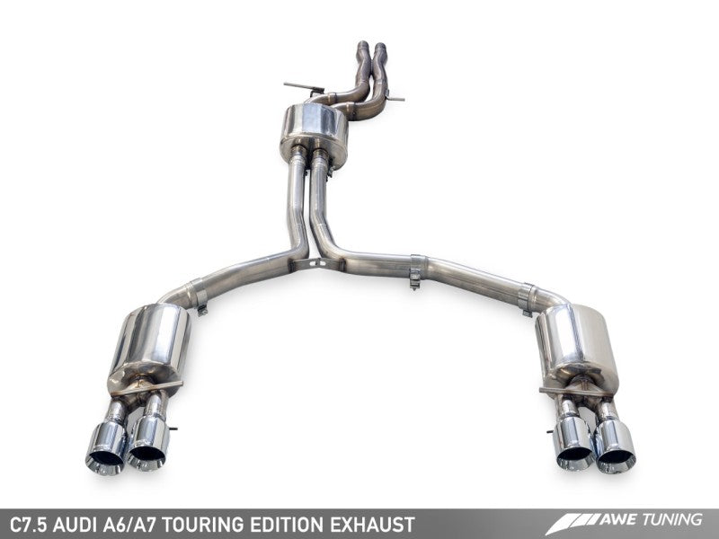 AWE Tuning Audi C7.5 A7 3.0T Touring Edition Exhaust - Quad Outlet Diamond Black Tips - Black Ops Auto Works