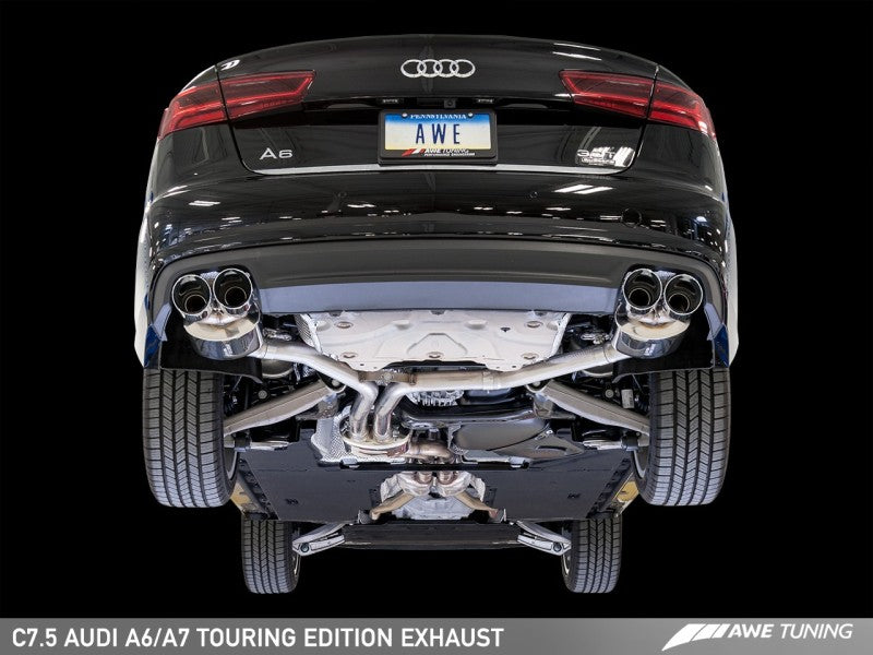 AWE Tuning Audi C7.5 A6 3.0T Touring Edition Exhaust - Quad Outlet Diamond Black Tips - Black Ops Auto Works