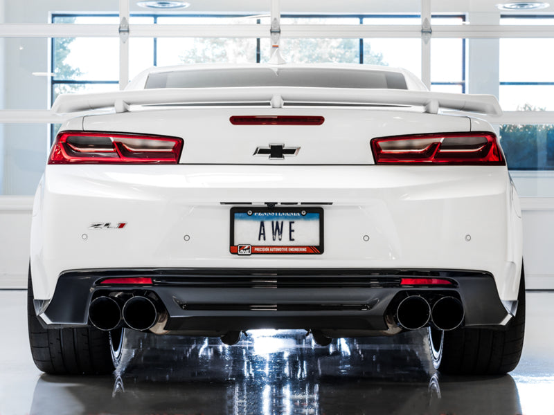 AWE Tuning 16-19 Chevy Camaro SS Resonated Cat-Back Exhaust -Track Edition (Quad Diamond Black Tips) AWE Tuning