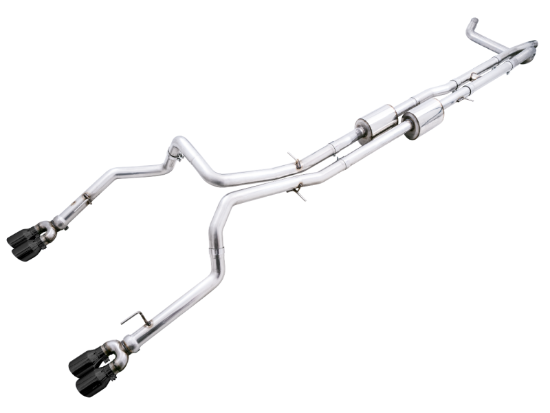 AWE Tuning 4th Gen GM 1500 6.2L 0FG Catback Split Rear Exit (w/ Bumper Cutouts) - Quad Diamond Tips - Black Ops Auto Works