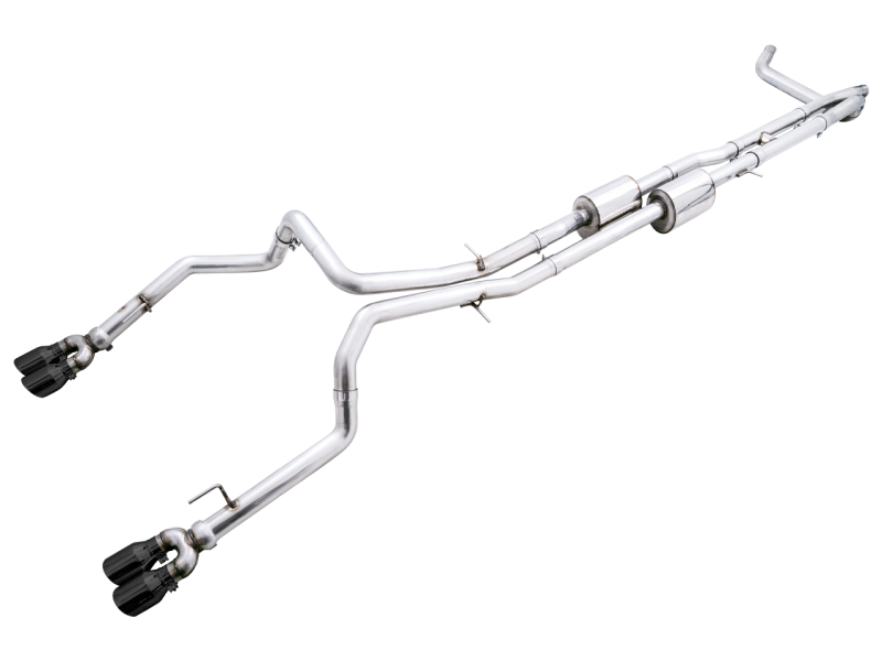 AWE Tuning 22-23 GMC Sierra 1500 AT4X 6.2L 0FG Catback Split Dual (Flat Bumper) - Diamond Black Tips - Black Ops Auto Works