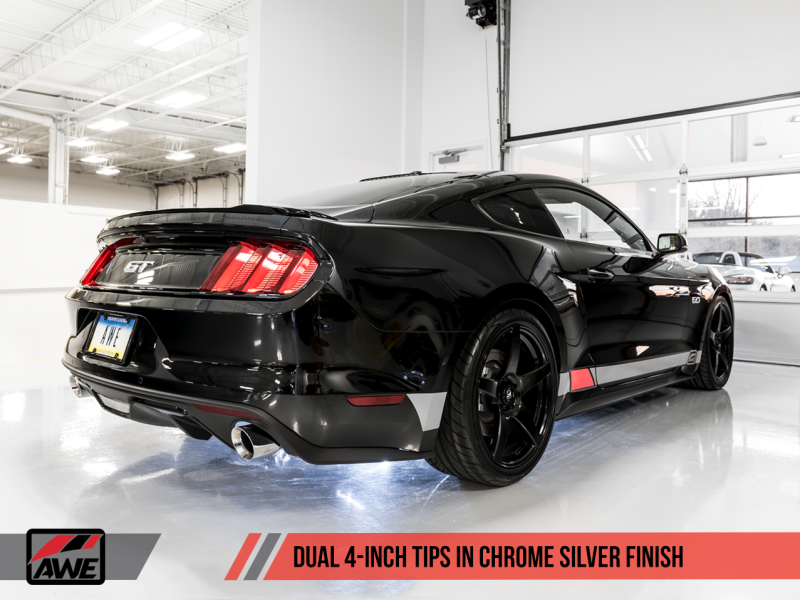 AWE Tuning S550 Mustang GT Cat-back Exhaust - Track Edition (Chrome Silver Tips) - Black Ops Auto Works