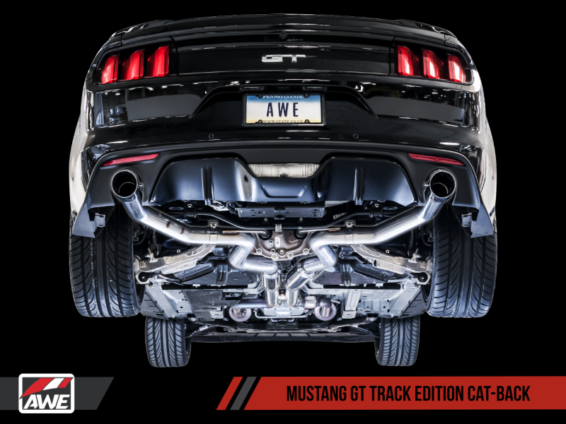 AWE Tuning S550 Mustang GT Cat-back Exhaust - Track Edition (Chrome Silver Tips) - Black Ops Auto Works