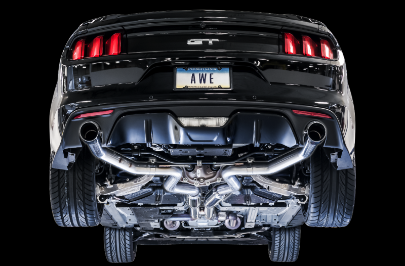 AWE Tuning S550 Mustang GT Cat-back Exhaust - Track Edition (Chrome Silver Tips) - Black Ops Auto Works