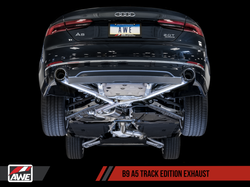 AWE Tuning Audi B9 A5 Track Edition Exhaust Dual Outlet - Diamond Black Tips (Includes DP) - Black Ops Auto Works