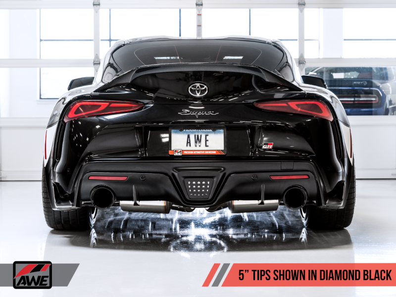 AWE 2020 Toyota Supra A90 Non-Resonated Touring Edition Exhaust - 5in Diamond Black Tips - Black Ops Auto Works