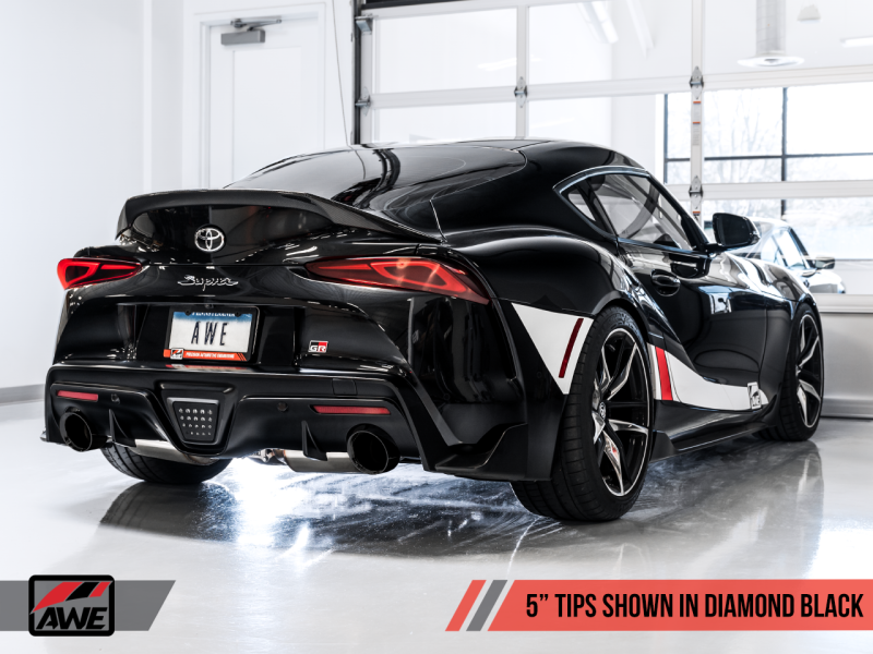 AWE 2020 Toyota Supra A90 Non-Resonated Touring Edition Exhaust - 5in Diamond Black Tips - Black Ops Auto Works