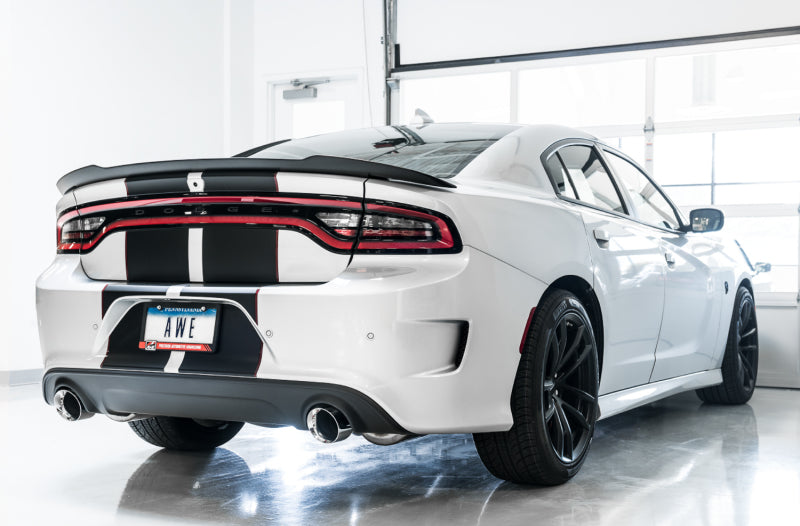 AWE Tuning 2017+ Dodge Charger 5.7L Touring Edition Exhaust - Non-Resonated - Diamond Black Tips-Catback-AWE Tuning