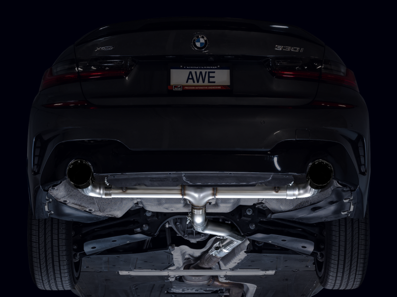 AWE 19-23 BMW 330i / 21-23 BMW 430i Base G2X Track Edition Axle Back Exhaust - Diamond Black - Black Ops Auto Works