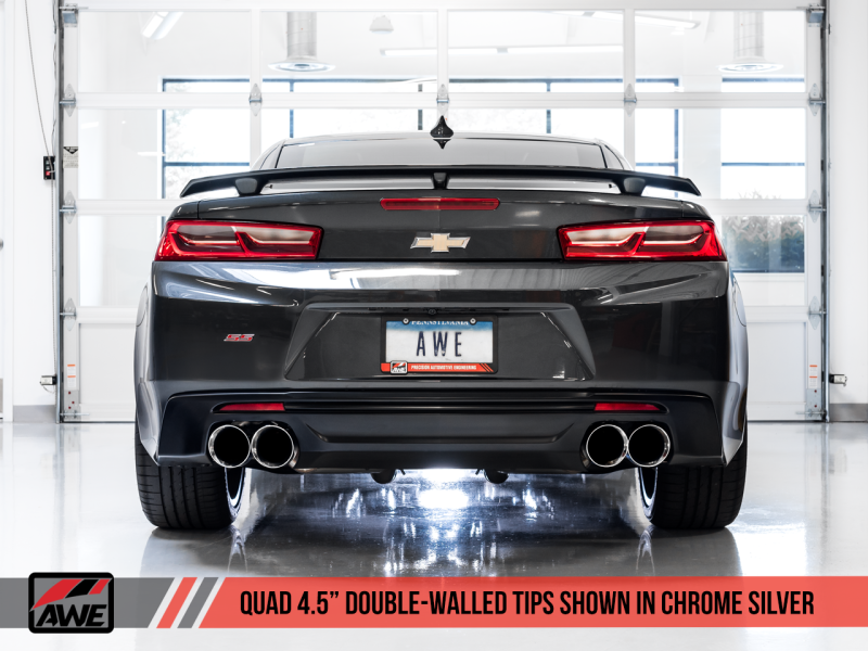 AWE Tuning 16-19 Chevrolet Camaro SS Axle-back Exhaust - Track Edition (Quad Chrome Silver Tips) - Black Ops Auto Works