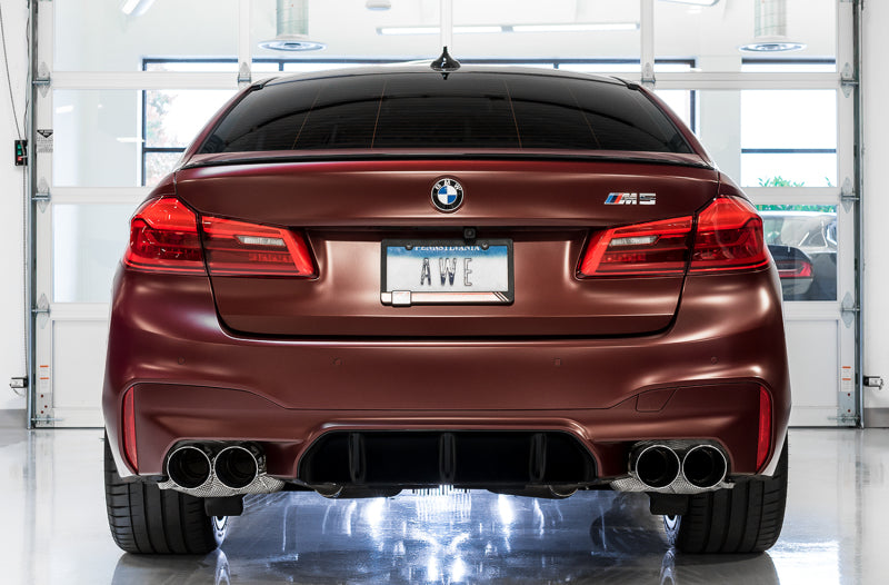 AWE Tuning 18-19 BMW M5 (F90) 4.4T AWD Cat-back Exhaust - Track Edition (Chrome Silver Tips)-Catback-AWE Tuning