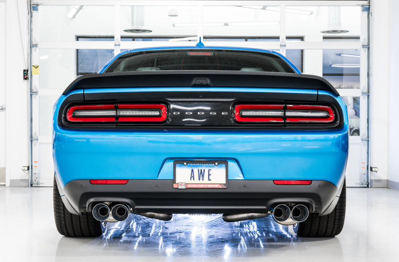 AWE Tuning 2015+ Dodge Challenger 6.4L/6.2L Non-Resonated Touring Edition Exhaust - Quad Silver Tips-Catback-AWE Tuning