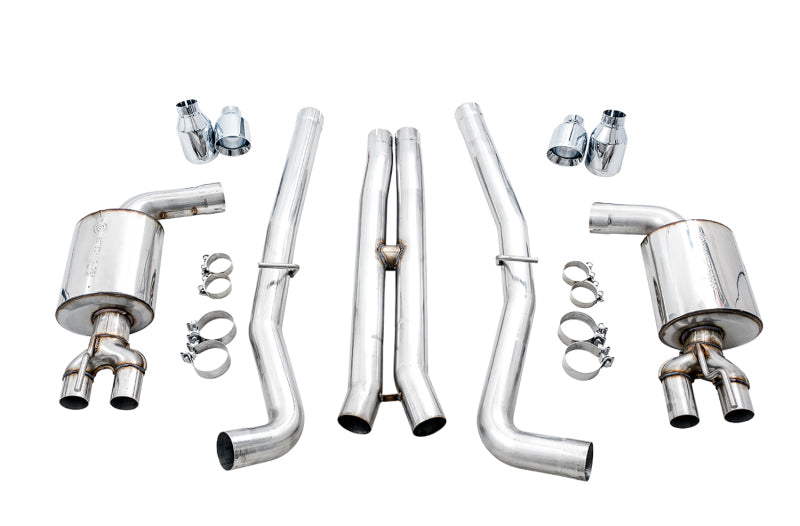 AWE Tuning 2015+ Dodge Challenger 6.4L/6.2L Non-Resonated Touring Edition Exhaust - Quad Silver Tips-Catback-AWE Tuning