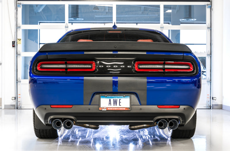 AWE Tuning 2017+ Challenger 5.7L Touring Edition Exhaust - Non-Resonated - Chrome Silver Quad Tips-Catback-AWE Tuning