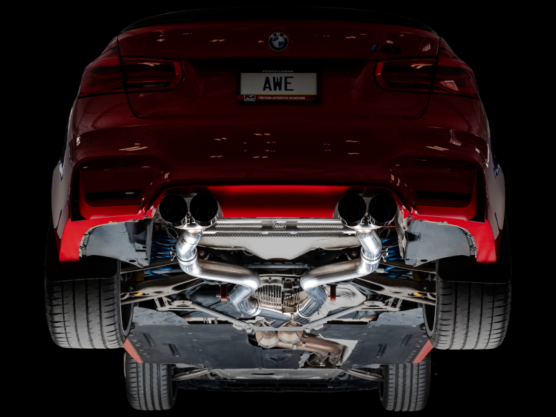 AWE Tuning BMW F8X M3/M4 Track Edition Catback Exhaust - Chrome Silver Tips - Black Ops Auto Works
