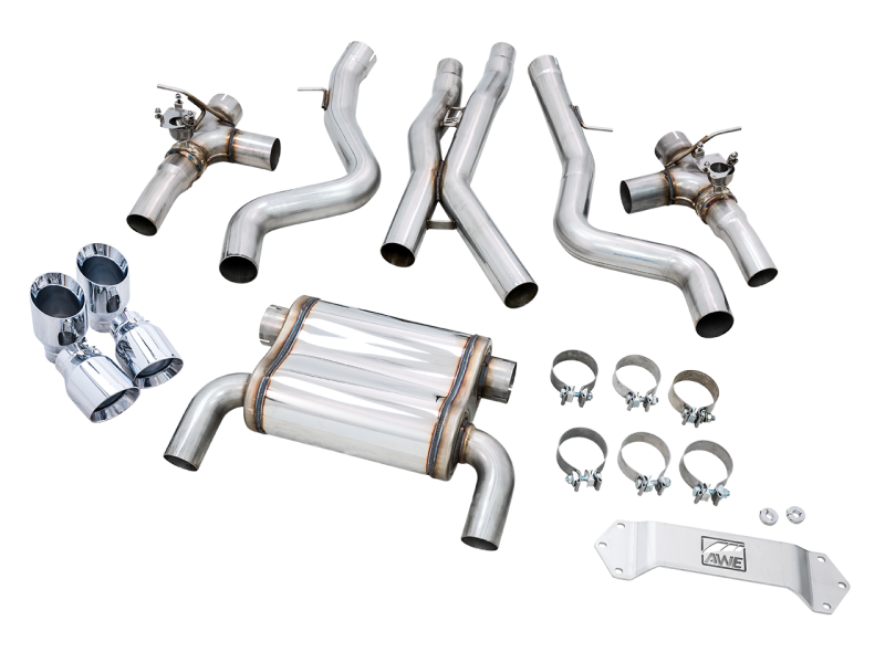 AWE Tuning BMW F8X M3/M4 Track Edition Catback Exhaust - Chrome Silver Tips - Black Ops Auto Works