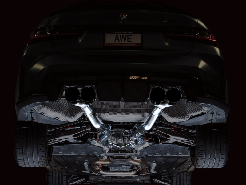 AWE Track Edition Catback Exhaust for BMW G8X M3/M4 - Diamond Black Tips - Black Ops Auto Works