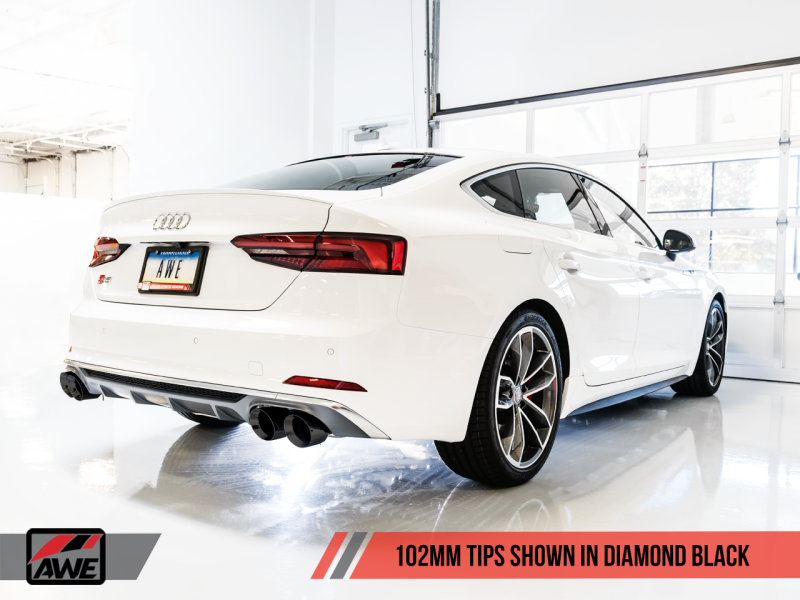 AWE Tuning Audi B9 S5 Sportback Touring Edition Exhaust - Non-Resonated (Black 102mm Tips) - Black Ops Auto Works