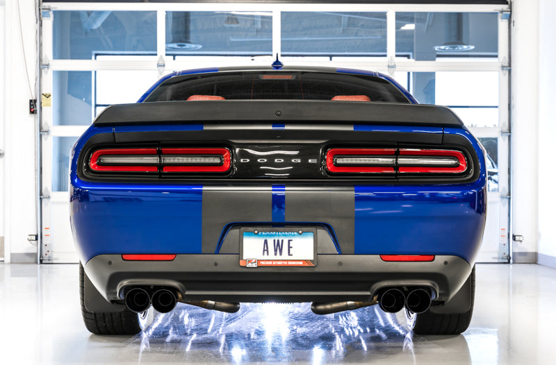 AWE Tuning 2017+ Challenger 5.7 Touring Edition Exhaust - Non-Resonated - Diamond Black Quad Tips-Catback-AWE Tuning