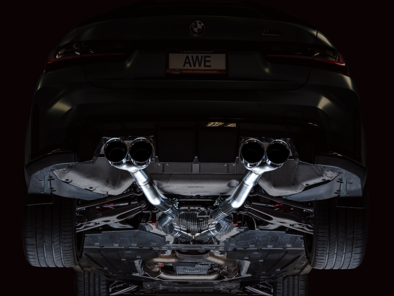 AWE Track Edition Catback Exhaust for BMW G8X M3/M4 - Chrome Silver Tips - Black Ops Auto Works