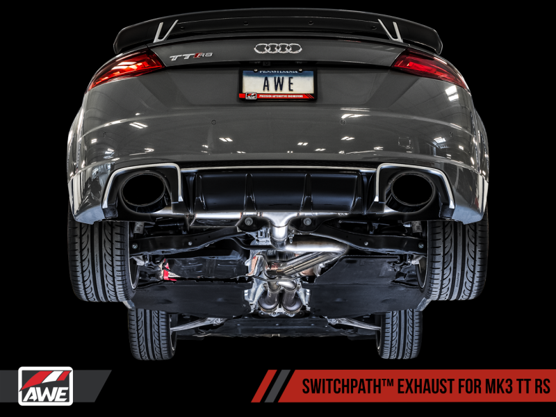 AWE Tuning 18-19 Audi TT RS 2.5L Turbo Coupe 8S/MK3 SwitchPath Exhaust w/Diamond Black RS-Style Tips - Black Ops Auto Works