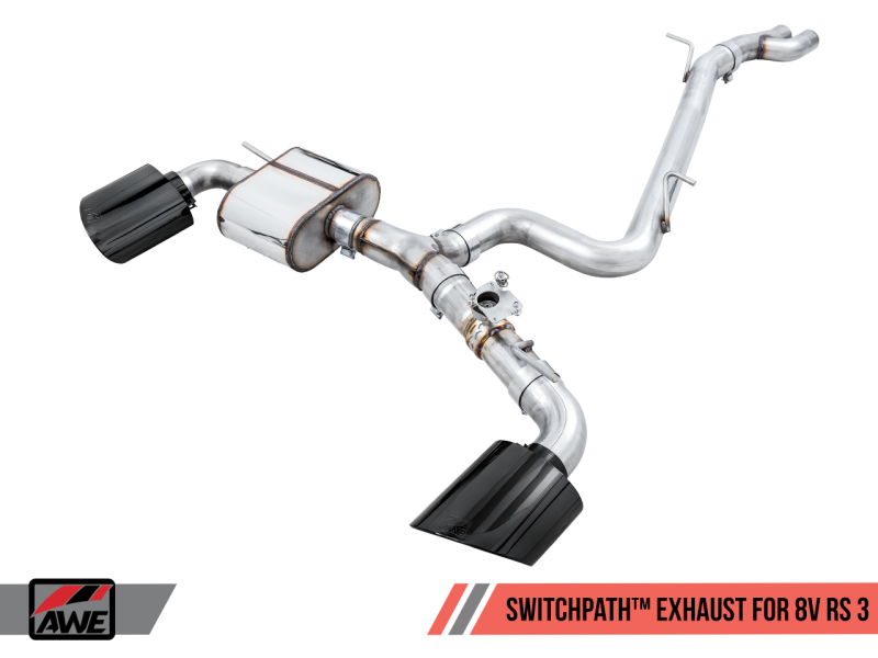 AWE Tuning 17-19 Audi RS3 8V SwitchPath Exhaust w/Diamond Black RS-Style Tips - Black Ops Auto Works