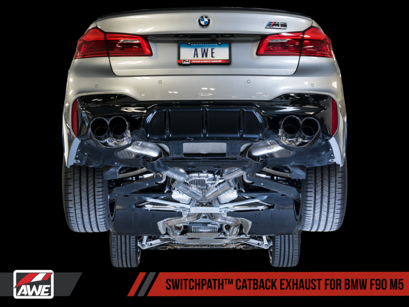 AWE Tuning 18-19 BMW F90 M5 SwitchPatch Cat-Back Exhaust- Black Diamond Tips - Black Ops Auto Works