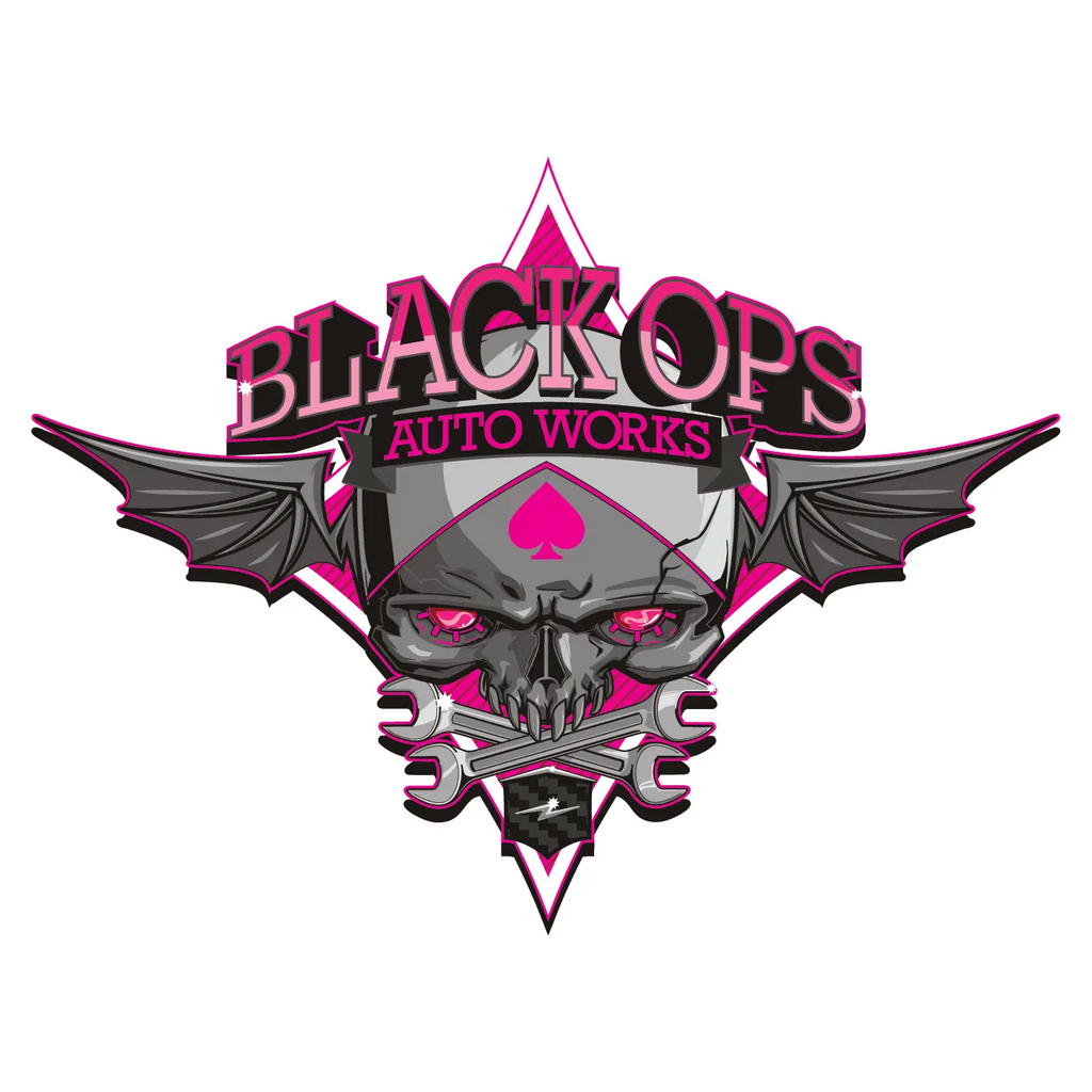 Black Ops Flyer Logo: Pink - Black Ops Auto Works
