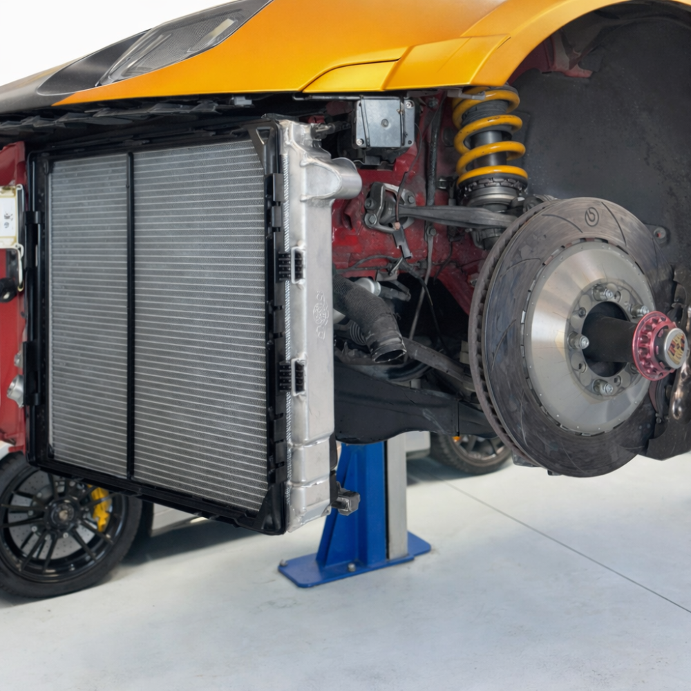 CSF 7241 left radiator installed in Porsche 911 992 front cooling system