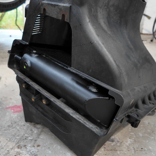 Close installed view of CSF high performance heat exchanger for McLaren application