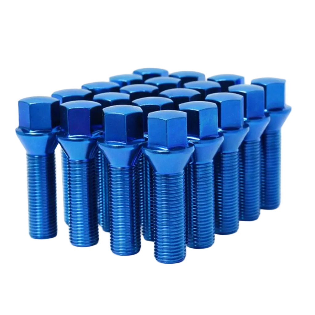 Wheel Mate Wheel Mate Mevius Lug Bolt Set of 20 - Blue Neon 14x1.50 27mm Cone 60 DEG TAP