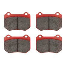 Load image into Gallery viewer, Set of red DBA RP Series rear brake pads for 2018-2021 Subaru WRX STI shown out of package