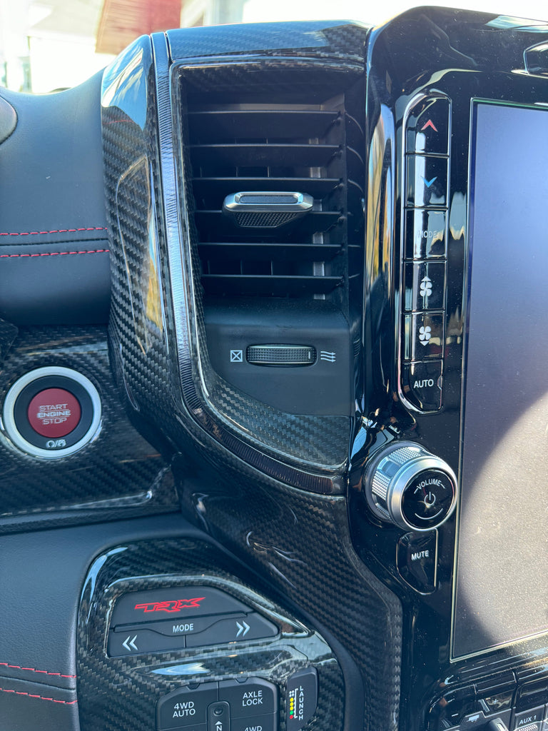 2019+ RAM 1500/ TRX / RHO Uconnect radio carbon fiber side trim panels-Exotic Innovations