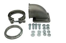 Load image into Gallery viewer, Granatelli Motor Sports Turbo Adapter, 90^ Cast Elbow. 3.0" V-Band to T3/T4 Housing, Threaded