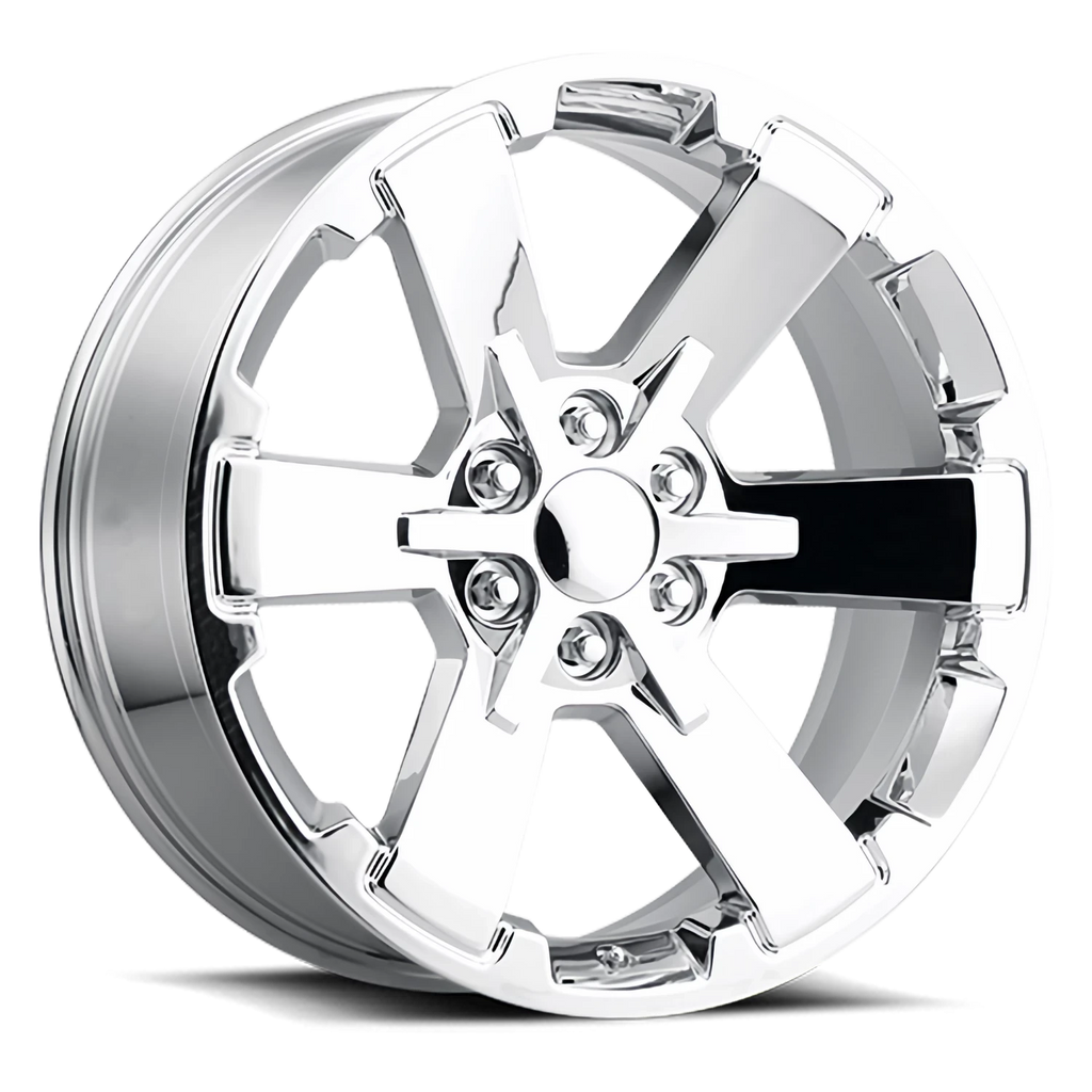 Factory Reproductions Factory Reproductions FR 45 GMC Dual Six Star Replica CH 22x9 +24 6x139.7mm 78.1mm Chrome