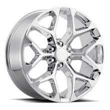 Load image into Gallery viewer, Factory Reproductions Factory Reproductions FR 59 Chevrolet Snowflake Replica CH 24x10 +24 6x139.7mm 78.1mm Chrome